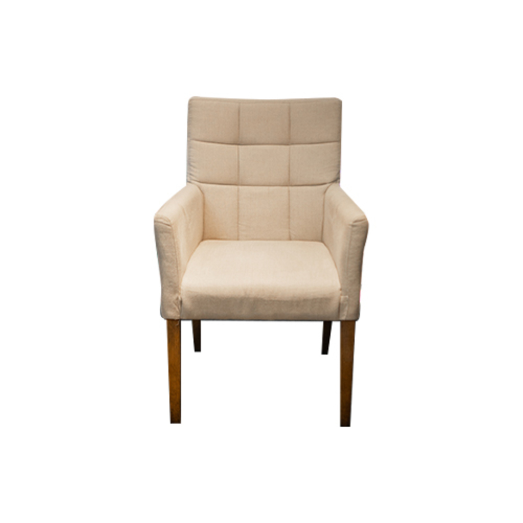 Linen Dining Chair With Arms Cream image 0