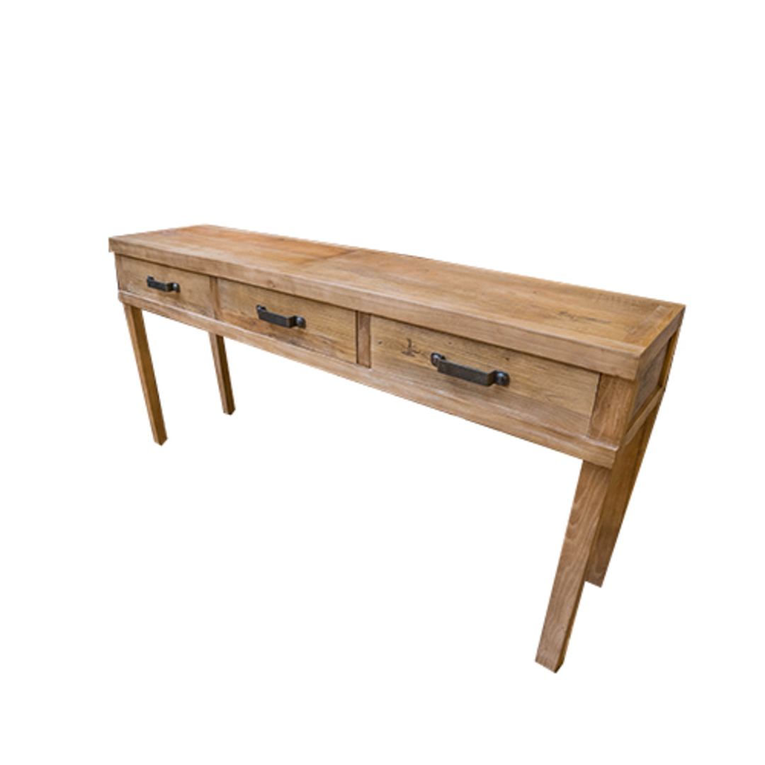 Reclaimed Elm 3 Drawer Hall Table image 1