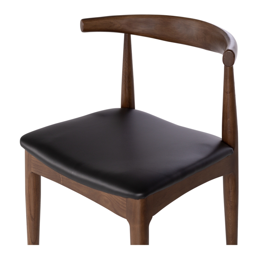 Elbow Dining Chair Deep Oak Black PU Seat image 4
