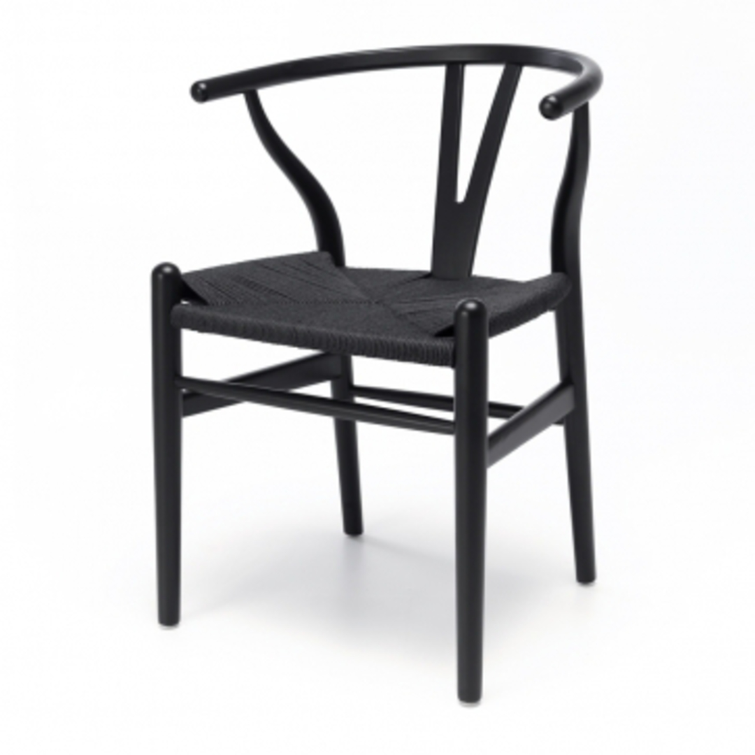 Wishbone Dining Chair Black Oak Black Rope Seat image 1