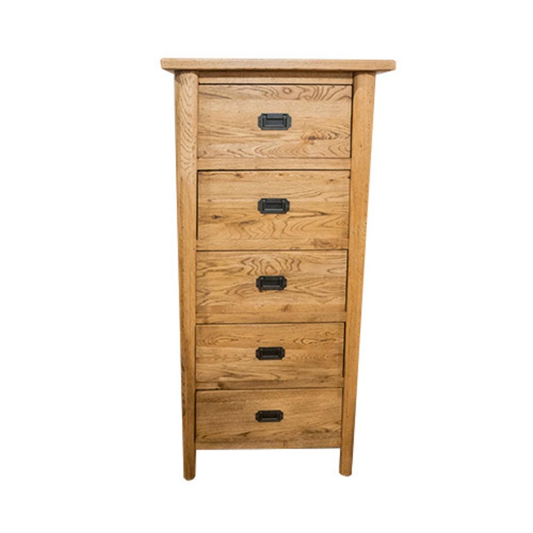 Antique Natural 5 Drawer Chest Tall image 0