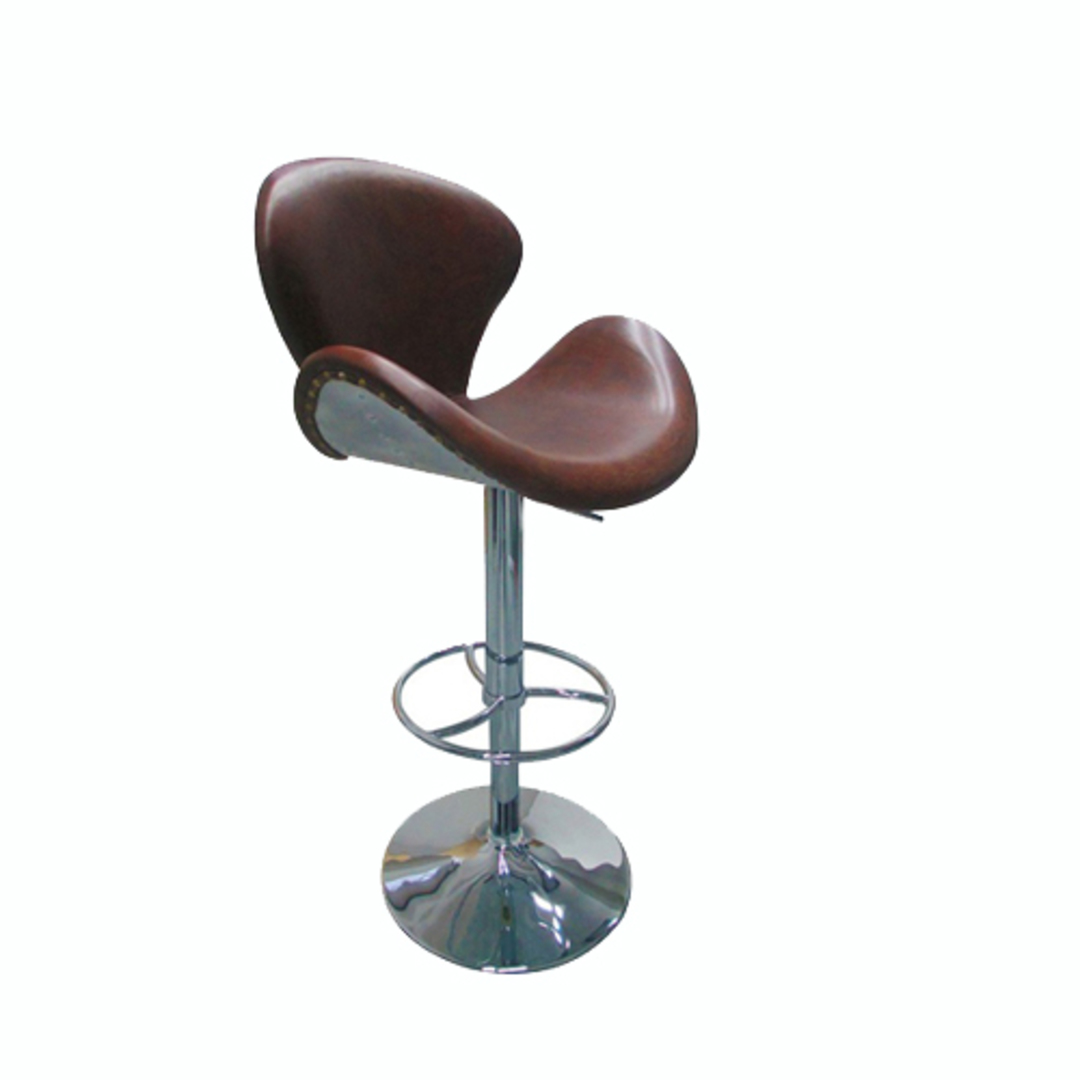 Vintage Leather & Stainless Steel Bar Chair image 0