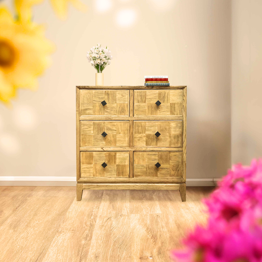 Mosaic Oak 6 Drawer Small Cabinet image 1