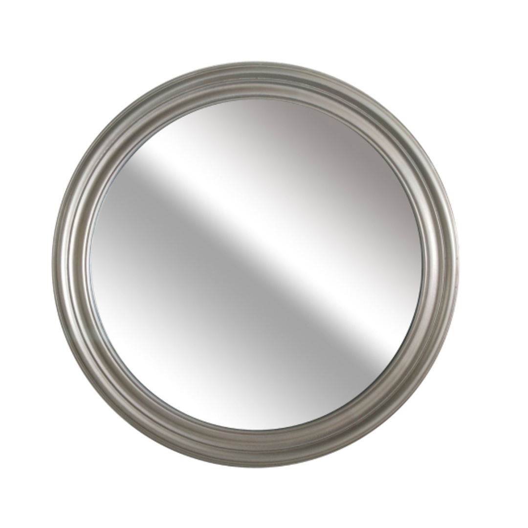 Grooved Round Beveled Mirror Silver image 0