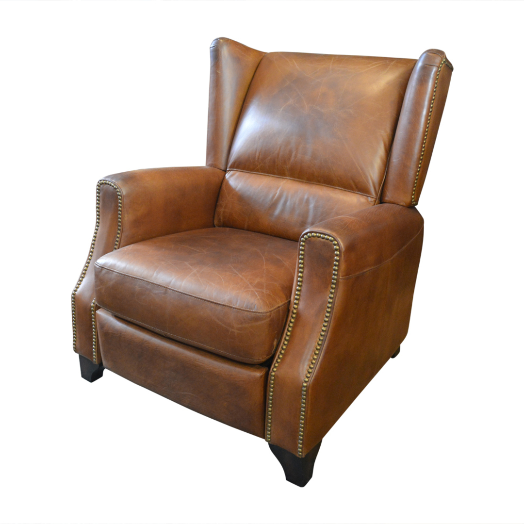 Stratford Aged Italian Leather Recliner Chair Brown image 1