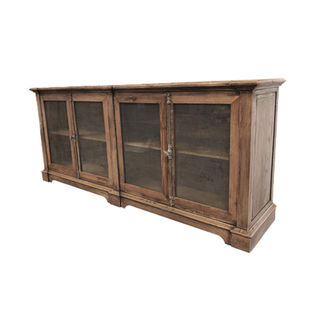 Reclaimed Elm Sideboard with Chicken Wire and Glass Door 200cm image 0