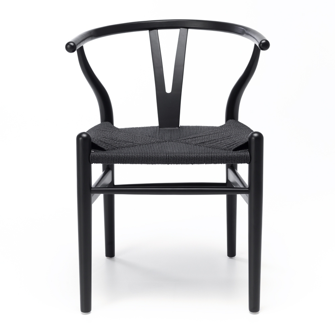 Farmhouse Dining Table Reclaimed Elm 1.84 Metres + 6 Wishbone Dining Chair Black Oak Black Rope Seat image 8