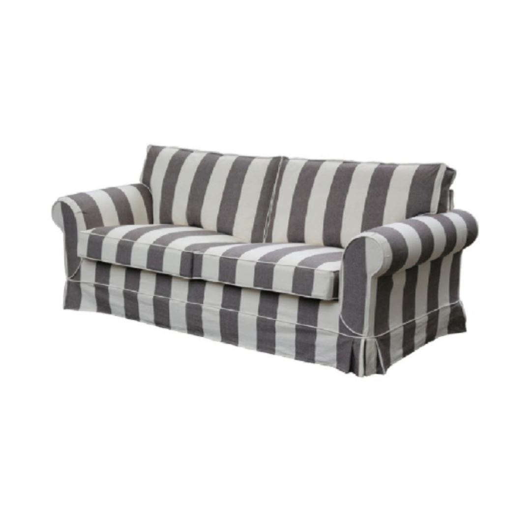 Isla Feather Filled 3 Seater Sofa Striped Dark Grey image 0