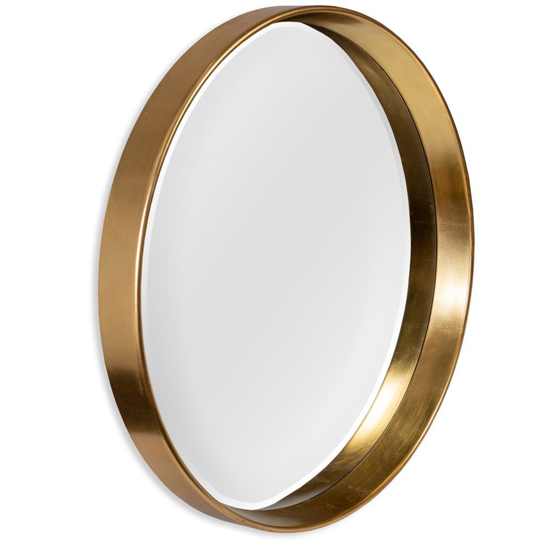 Round Beveled Wall Mirror - Gold 95cm image 1