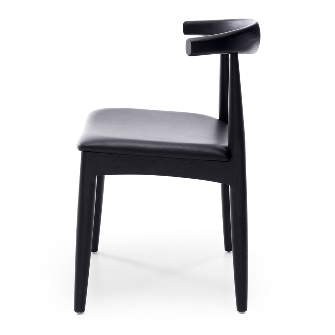 Elbow Dining Chair Black Oak Black PU Seat image 3
