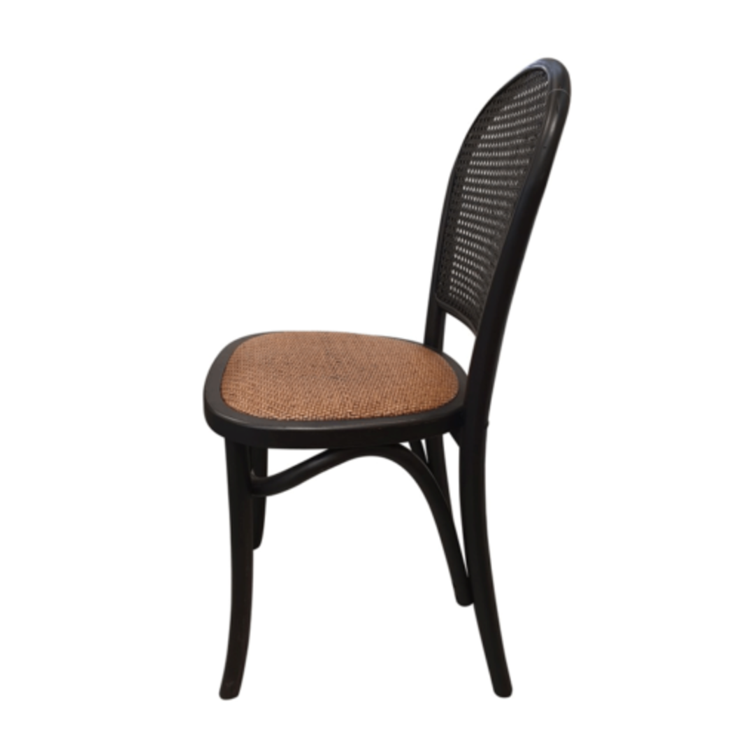 Meshach Rattan and Oak Dining Chair Black image 2