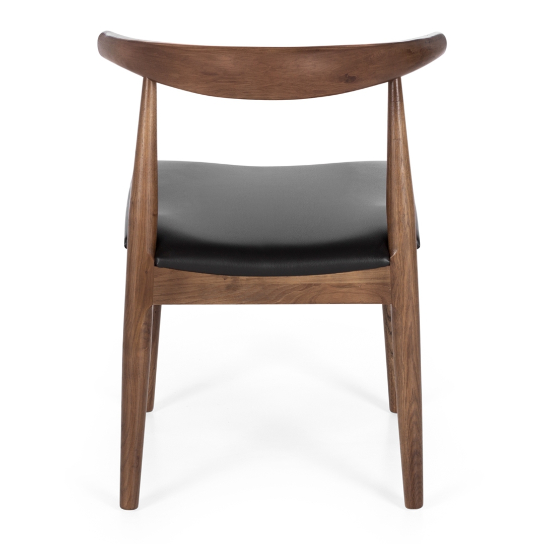 Elbow Dining Chair Deep Oak Black PU Seat image 3