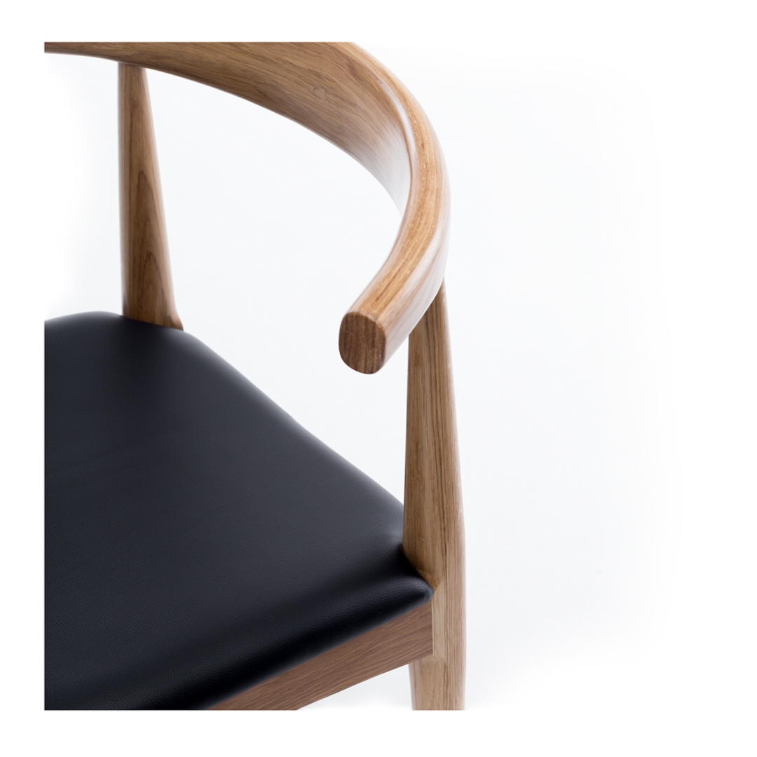 Elbow Chair Natural Oak Black PU Seat image 4