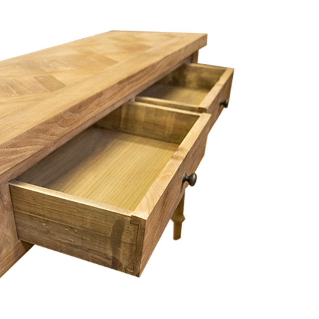 Reclaimed Elm Console 2 Drawer with Parquet Top image 5