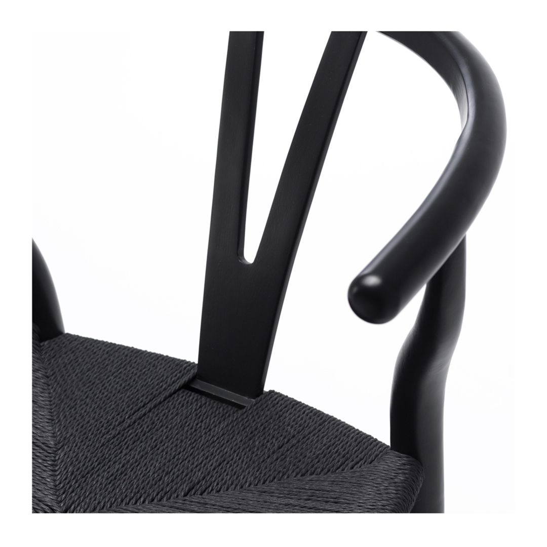 Wishbone Dining Chair Black Oak Black Rope Seat image 4