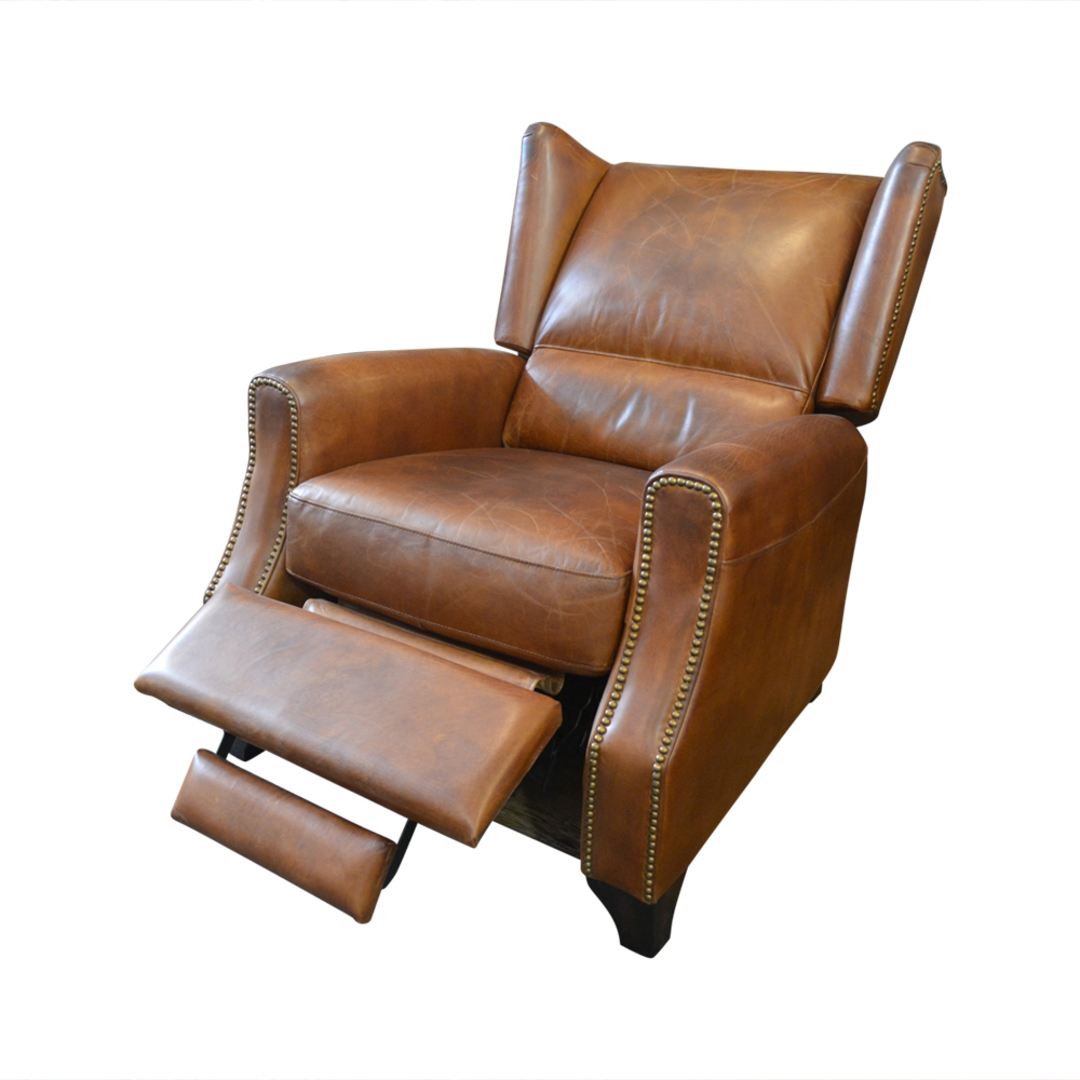 Stratford Aged Italian Leather Recliner Chair Brown image 4
