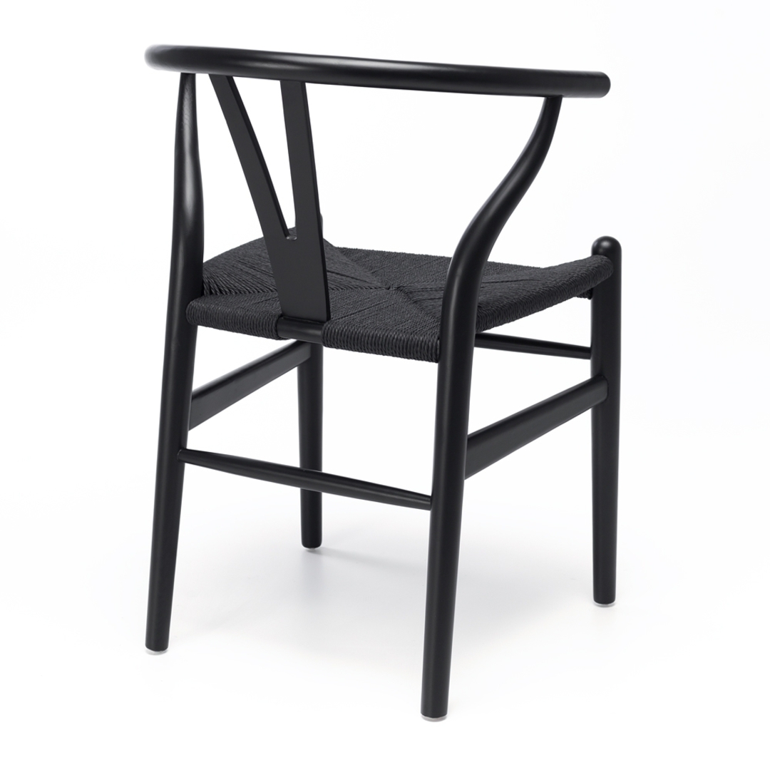 Wishbone Dining Chair Black Oak Black Rope Seat image 3