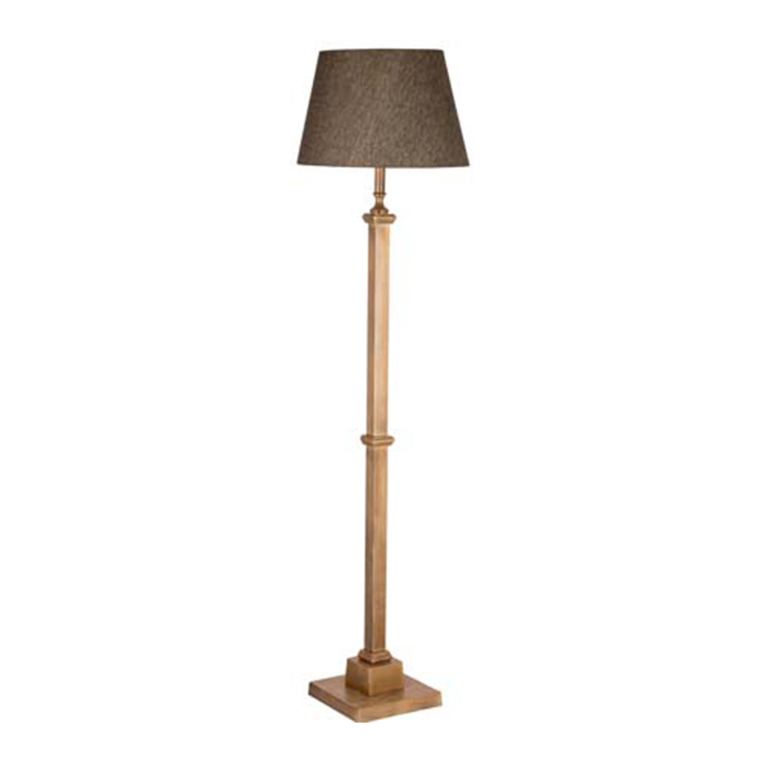 Floor Lamp & Shade - Brass Antique and South Linen image 0