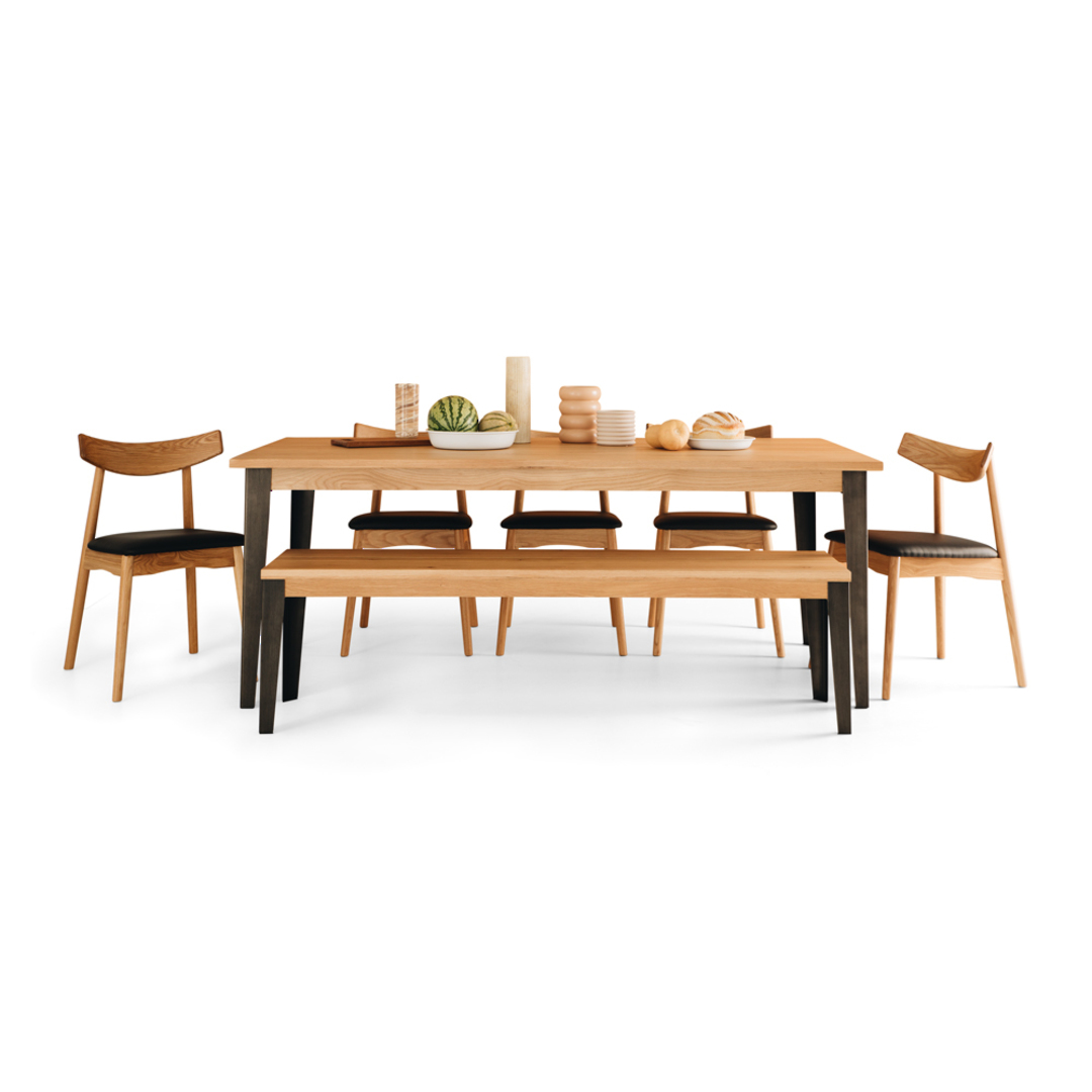 Karel Dining Table 2m + 5 Wagner Chairs + Bench Seat Set image 1