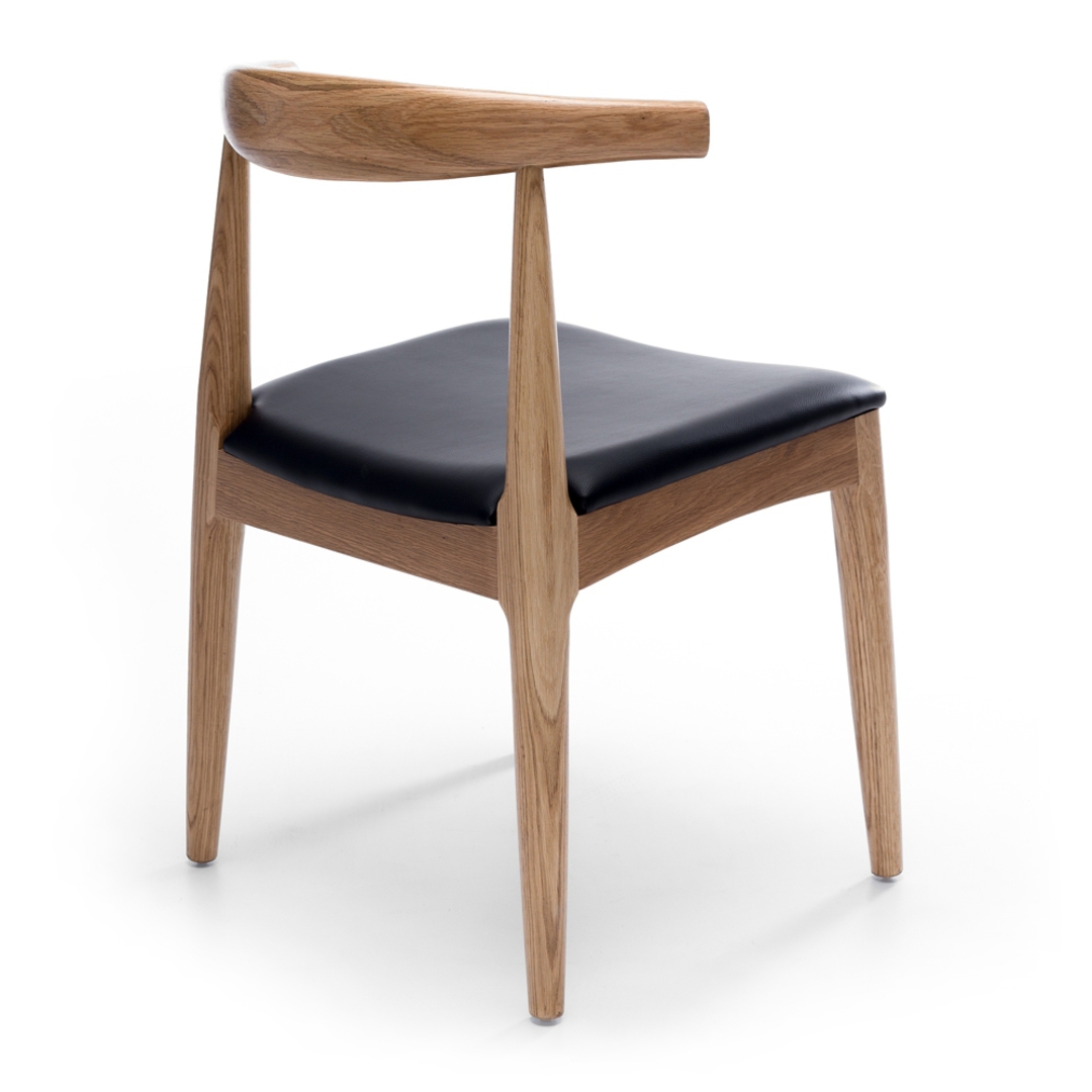 Elbow Dining Chair Natural Oak Black PU Seat image 3