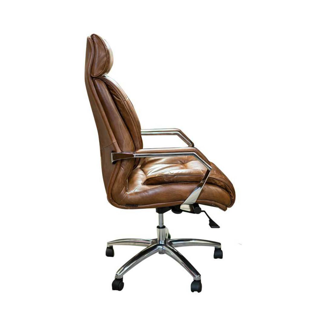  GM High Back Adjustable Leather Office Chair - Vintage Cigar Brown image 1