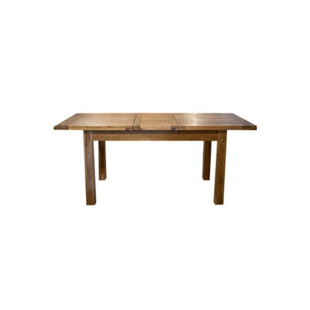 Light Oak Extension Dining Table 1400/1800 + 6 Athena Antique Elm Cross Chair with Wooden Seat Set image 1