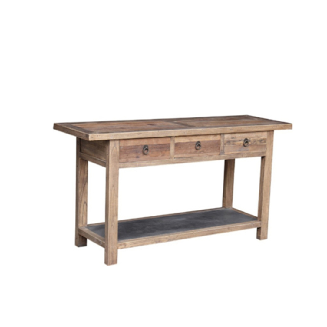 Industrial Reclaimed Elm Console With Metal Shelf image 0
