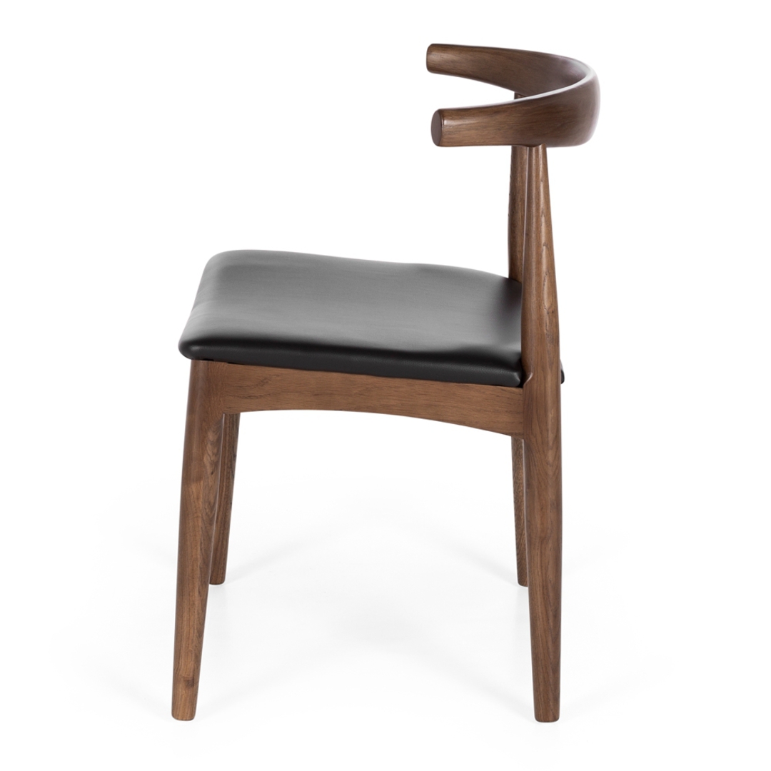 Elbow Dining Chair Deep Oak Black PU Seat image 2