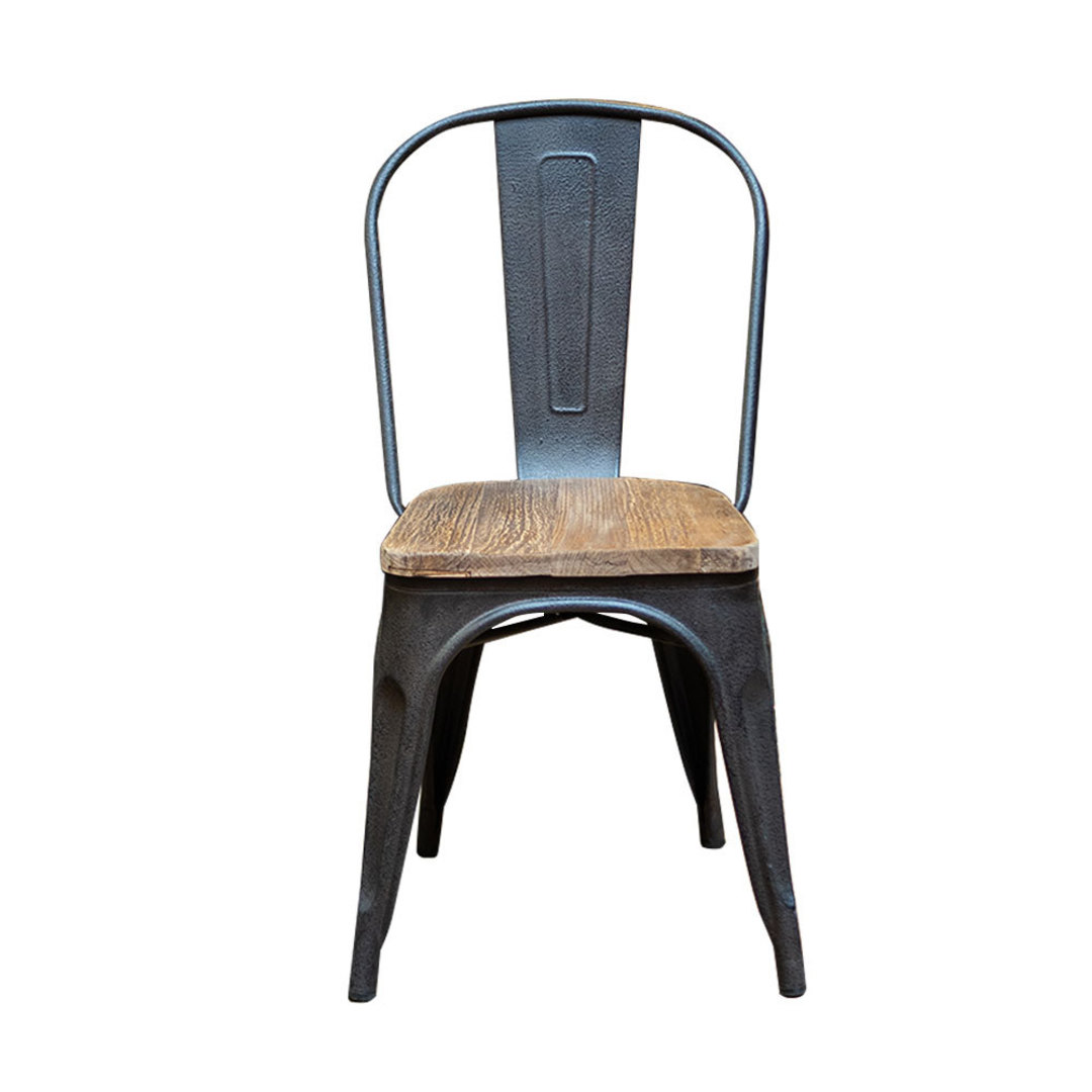 Industrial Dining Chair With Elm Seat image 0