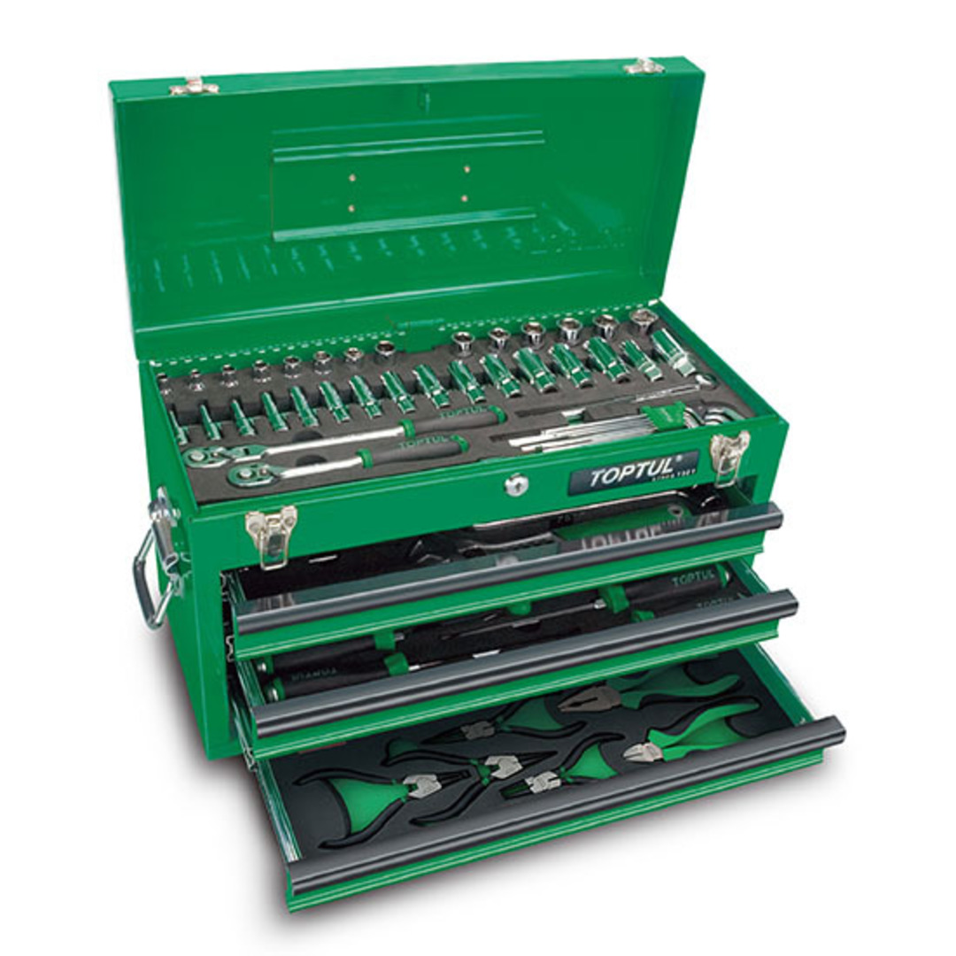 Mechanical Tool Set In 3 Drawer Tool Chest - 82pcs image 0
