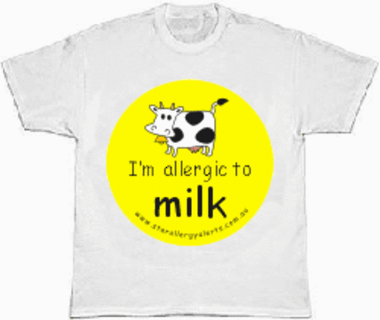 I'm allergic to milk - kid's allergy alert t-shirt