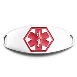 Stainless Steel Medical Tag with Red symbol 38mm