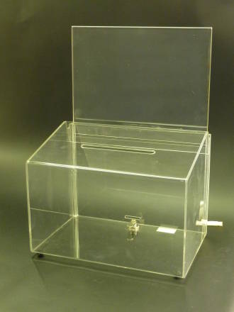 (66611) Ballot Box, Clear, with Key Lock & A4 Landscape Sign Holder