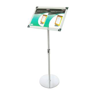 Acrylic Floor Stand, A3 Clear with Chrome Pole and Base