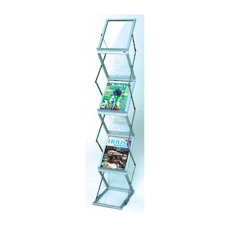Literature Display Rack, Metal & Acrylic, A4 x 6 with Aluminium Carry Case