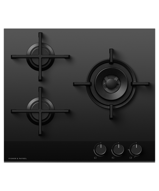 FISHER & PAYKEL 60CM GAS ON GLASS 3 BURNER LPG COOKTOP