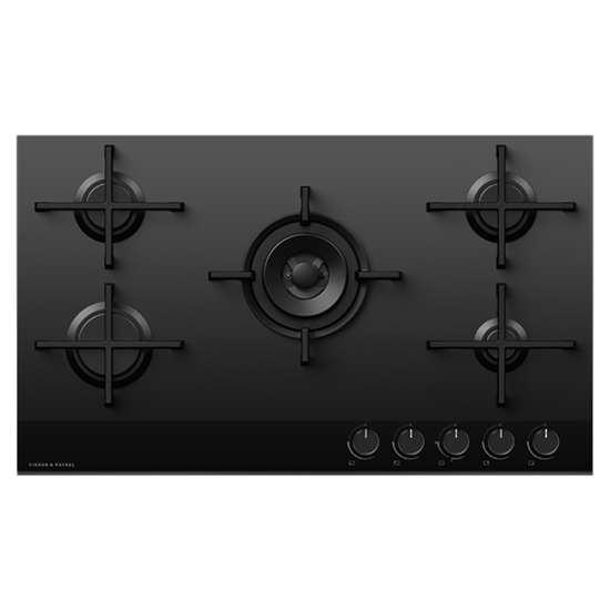 FISHER & PAYKEL 90CM 5 BURNER GAS ON GLASS LPG COOKTOP