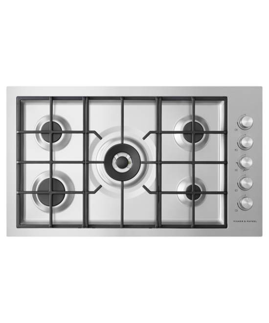 FISHER & PAYKEL 90CM 5 BURNER GAS ON STEEL LPG COOKTOP