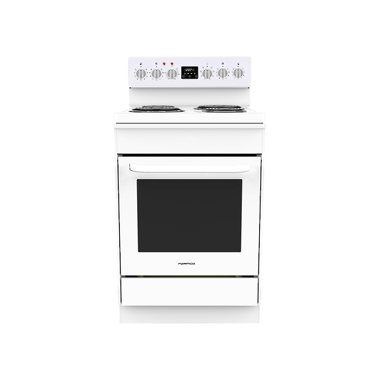 PARMCO 600MM WHITE RADIANT COIL 8 FUNCTION FREESTANDING ELECTRIC STOVE