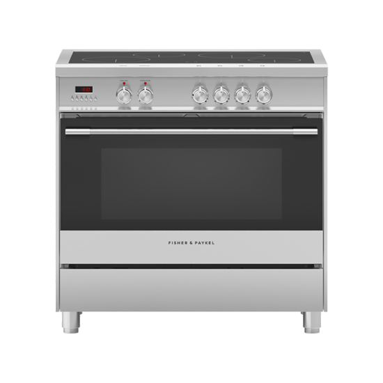 FISHER & PAYKEL 90CM 4 ZONE INDUCTION STAINLESS STEEL FREESTANDING COOKER