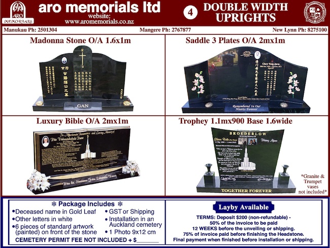 Headstone Brochures | Headstones Auckland