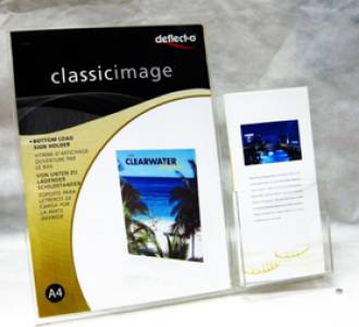 (599401) Slanted Sign Holder, A4, Portrait, with DLE Brochure Holder Beside