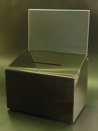 (66612) Ballot Box, Smoke, with Key Lock & A4 Landscape Sign Holder