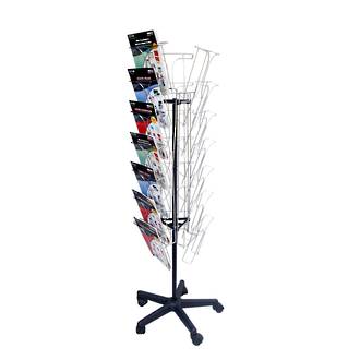 Chrome Wire Literature Holder Rotating Floor Stand A4 21 -pocket 7 Tier 3-sided