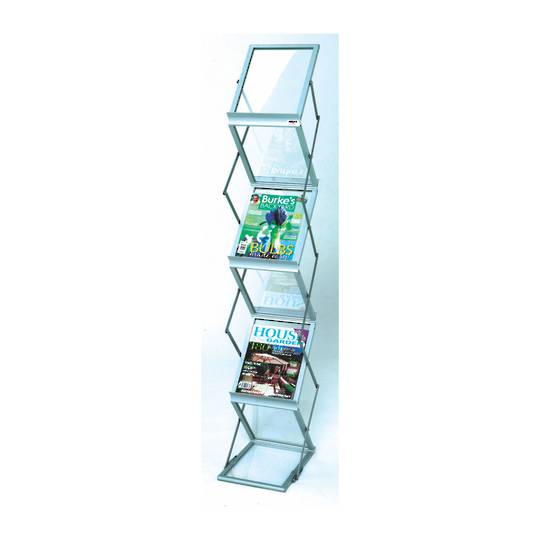 Literature Display Rack, Metal & Acrylic, A4 x 6 with Aluminium Carry Case