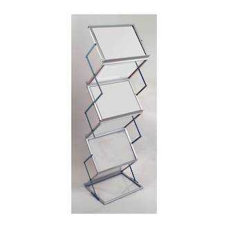 Literature Display Rack, Metal & Acrylic, Collapsible A3 x 6 with Aluminium Carry Case