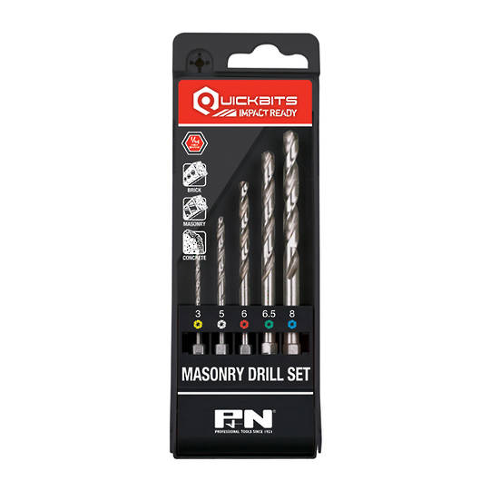 DRILL SET 1/4 HEX DR MASONARY 5pc P&N