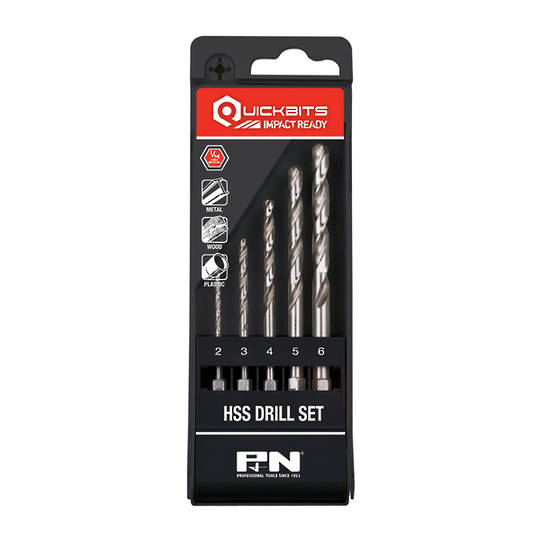 DRILL SET 1/4 HEX DR IMPACT JOBBER 5pc P