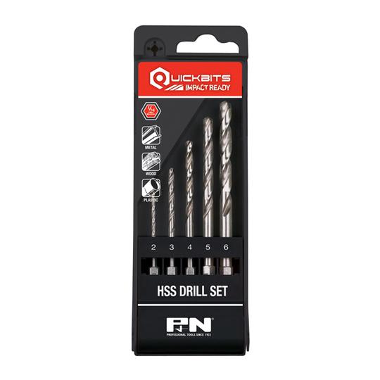 DRILL SET 1/4 HEX DR IMPACT JOBBER 5pc P&N