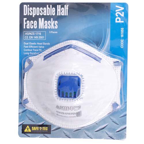DUST MASK DISPOSABLE VALVED 3PK FUMES